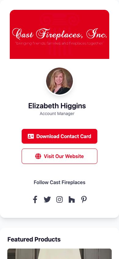Elizabeth Higgins's digital business card with download contact and website buttons